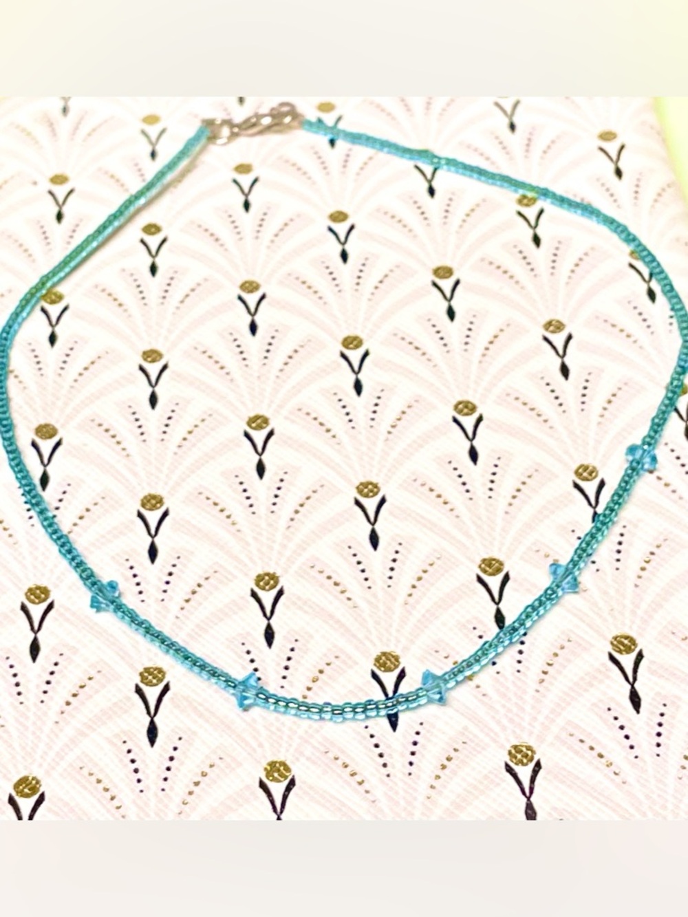 Y2K Claire’s Beaded Choker Necklace- Light Blue